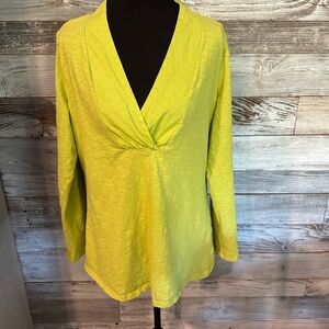 Coldwater Creek Lime Green V-Neck Blouse